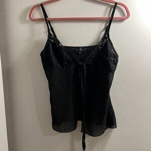 NWOT Majorelle Black Sheer Lace Tie Front Cami S